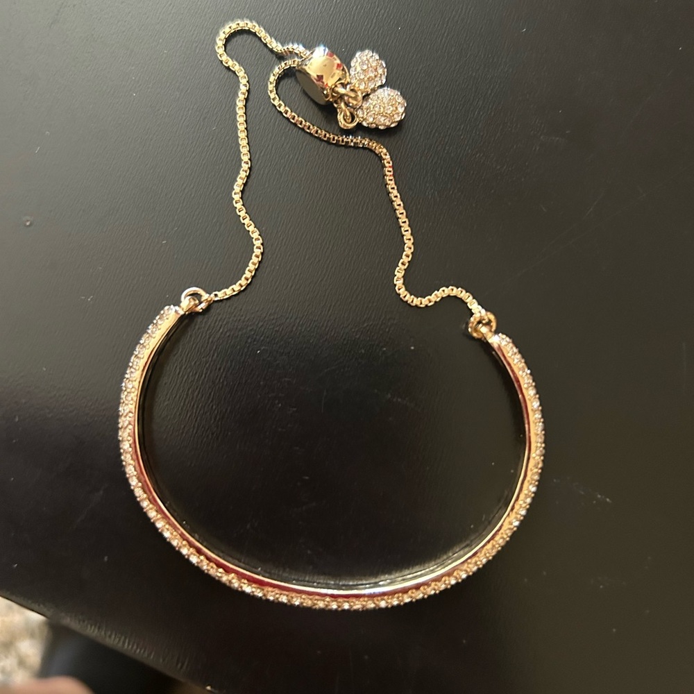 Gold plated ring bracelet with cubic zirconium studs